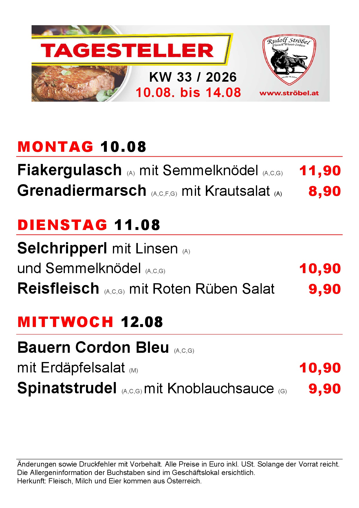 Rudolf Ströbel – Menüplan KW33 – Seite 1