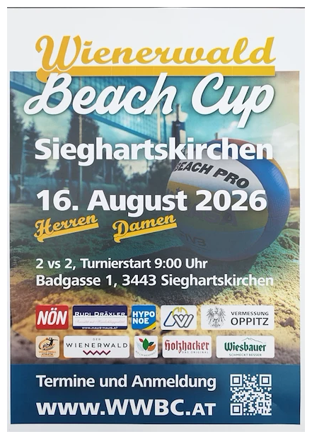 Wienerwald Beach Cup in Siegartskirchen: 16.08.2026